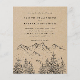 Lámina Boda de Montañas y Árboles Rústicos del Presupuest