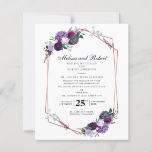 Lámina Boda de oro de Rosa geométrico floral púrpura pres