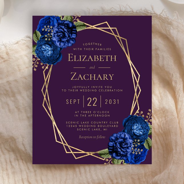 Lámina Boda de oro Purple Royal Blue Floral (Subido por el creador)