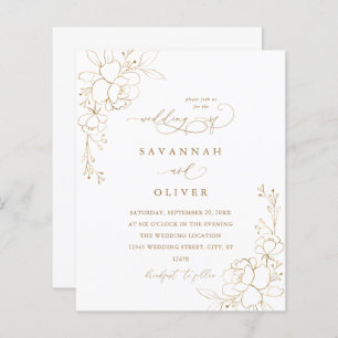 Lámina Boda de oro y blanco floral dorado en línea - BK