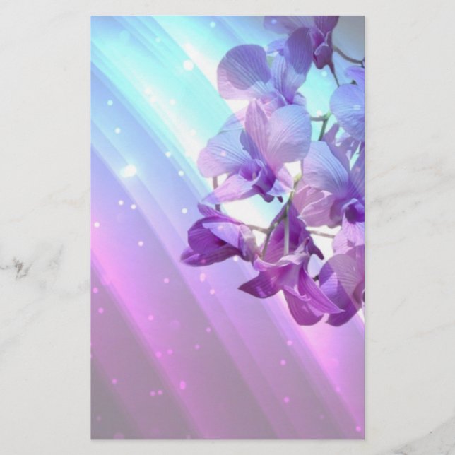 Lámina boda de orquídea púrpura lila floral moderna (Anverso)