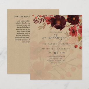 Lámina Boda de Otoño con Flores de Terracota Burgundy Roj