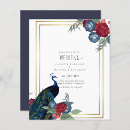 Lámina Boda de otoño de invierno azul borgoña pavo real