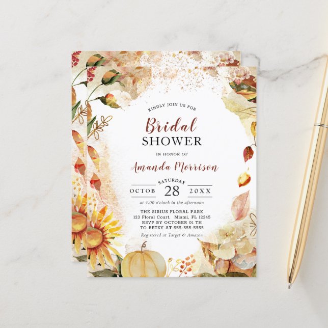 Lámina Boda de otoño de presupuesto Ducha nupcial de gira (Anverso/Reverso In Situ)