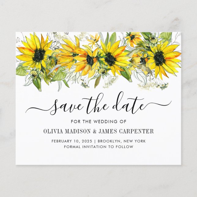 Lámina Boda de otoño floral de girasol de presupuesto sal (Anverso)