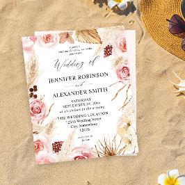 Lámina Boda de Pampas Florales Rosadas y Beige