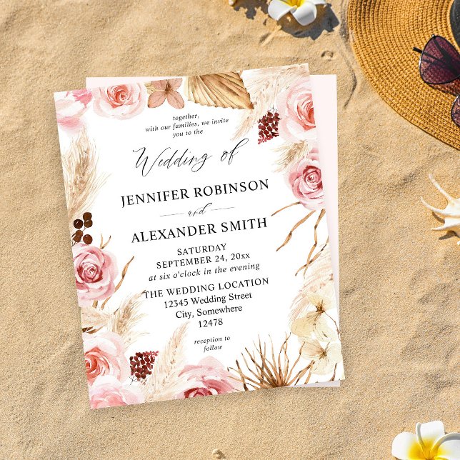 Lámina Boda de Pampas Florales Rosadas y Beige (Subido por el creador)
