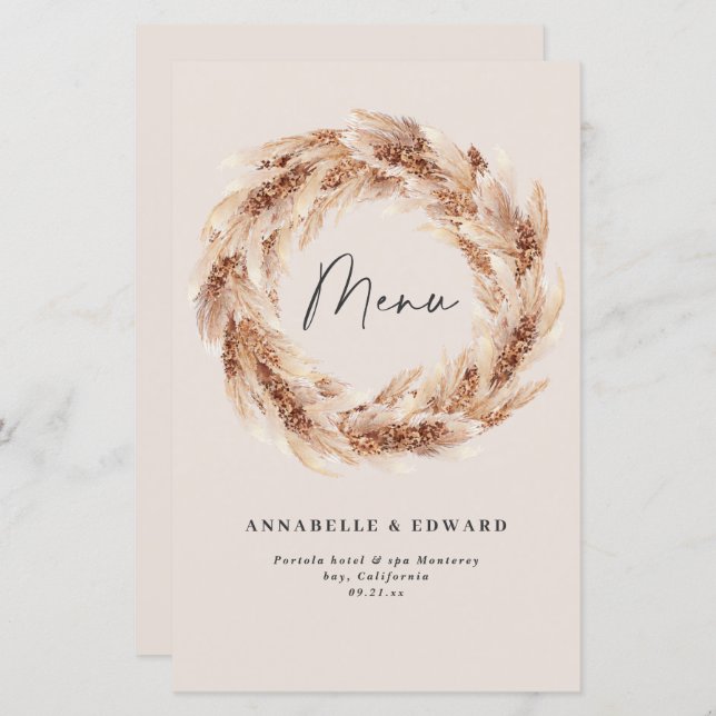 Lámina Boda de pasto botánico bohemio moderno