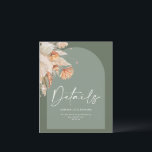 Lámina Boda de pasto moderno bohemio Sage Green Pampas<br><div class="desc">La bohemia moderna Sage Green pampas césped elegante tarjeta de detalles bodas.</div>