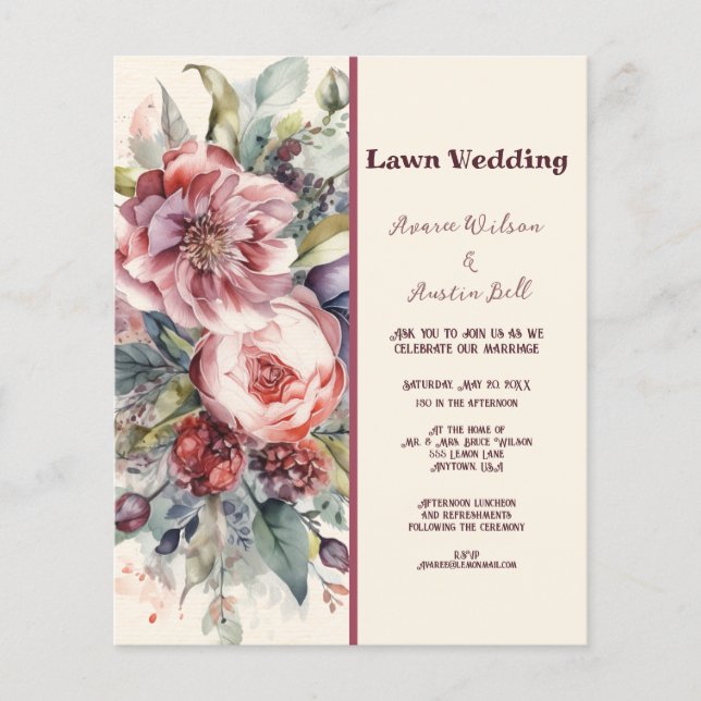 Lámina BODA de Peonies Rosa y Borgoña (Anverso)