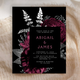 Lámina Boda de Plata Borgoña Floral Oscura y Presupuesto