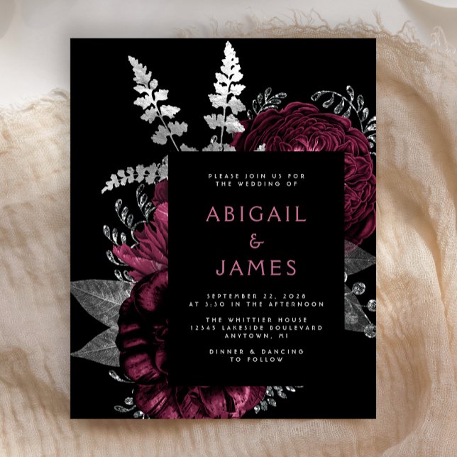 Lámina Boda de Plata Borgoña Floral Oscura y Presupuesto  (Subido por el creador)