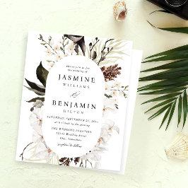 Lámina Boda de playa floral blanca y negra de presupuesto