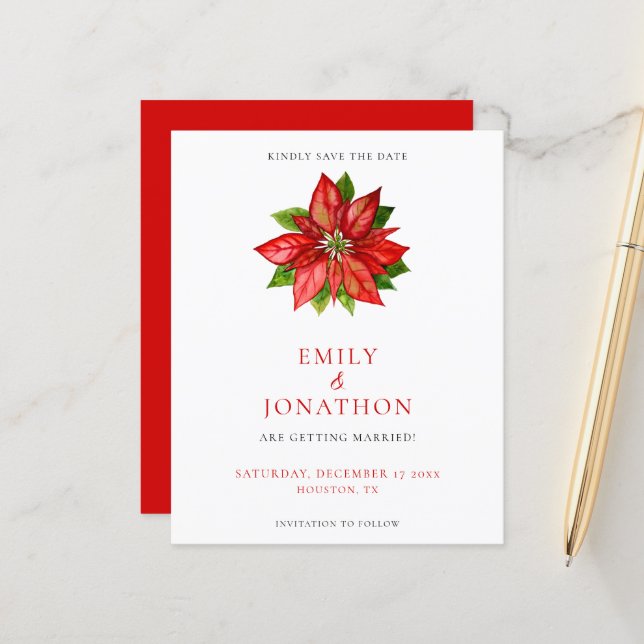 Lámina Boda de Poinsettia Roja Presupuestaria Guardar La  (Anverso/Reverso In Situ)