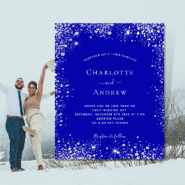 Lámina Boda de polvo del purpurina de plata azul real de 