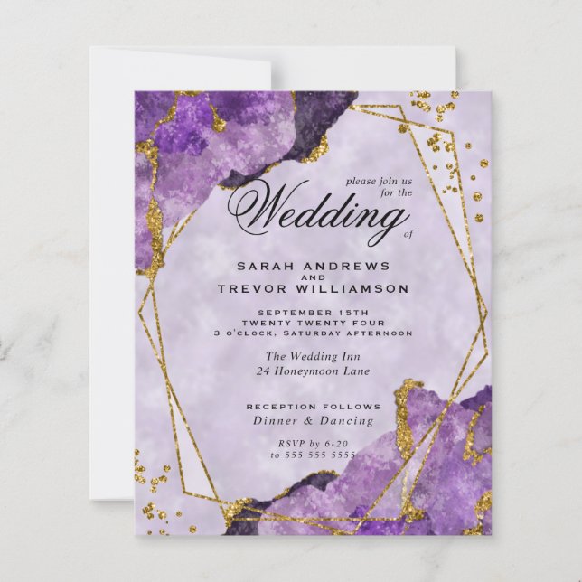 Lámina Boda de presupuesto Amethyst Gemstone Crystals (Anverso)