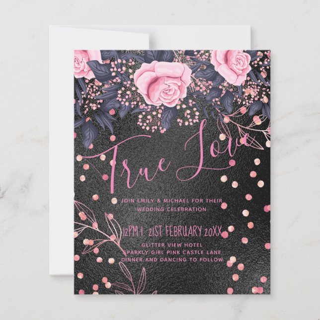 Lámina Boda de presupuesto Aspecto metálico Rosegold Flor (Anverso)