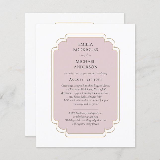 Lámina Boda de presupuesto bilingüe de la Boda española (Anverso / Reverso)