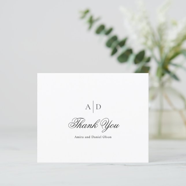 Lámina Boda de presupuesto blanco y negro limpio gracias (Anverso de pie)