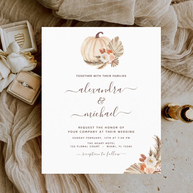 Lámina Boda de presupuesto Boho Pampas Calabaza Blanca Gr (Subido por el creador)
