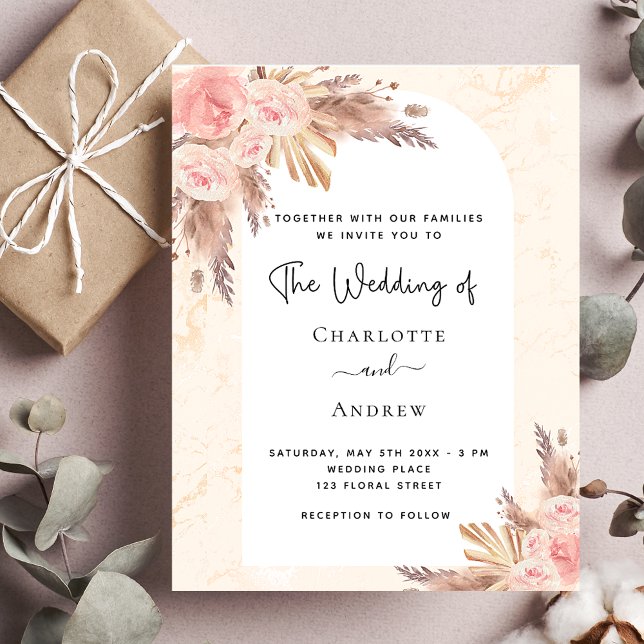 Lámina Boda de presupuesto, boho pampas, invitación a la  (Subido por el creador)
