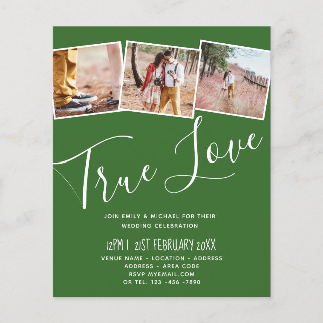 Lámina BODA DE PRESUPUESTO Colores Invitación de oliva de (Anverso)