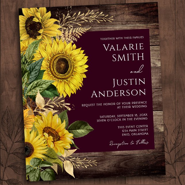 Lámina Boda de Presupuesto de Madera Rústica y Girasoles (Subido por el creador)