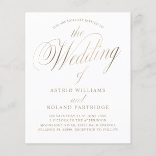 Lámina Boda de presupuesto de oro y blanco de guiones clá