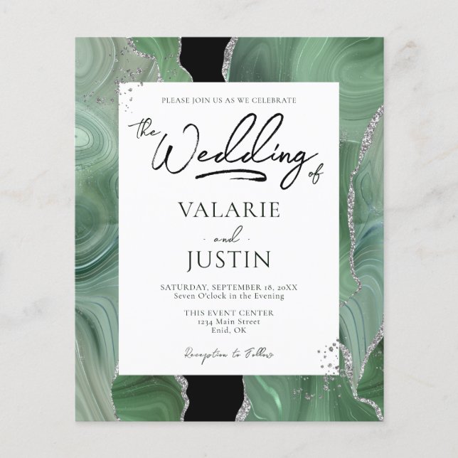 Lámina Boda de presupuesto de una sabia plata verde verde (Anverso)