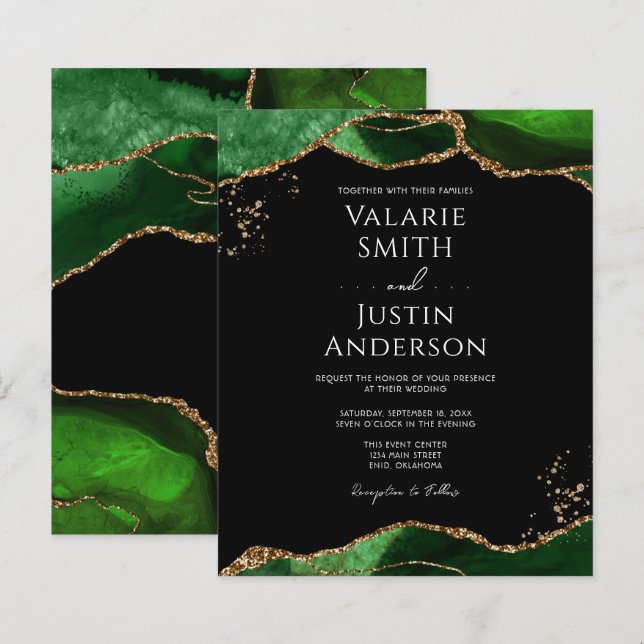 Lámina Boda de presupuesto del Agate Verde Esmeralda (Anverso / Reverso)