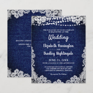 Lámina Boda de presupuesto Denim Lace String Lights