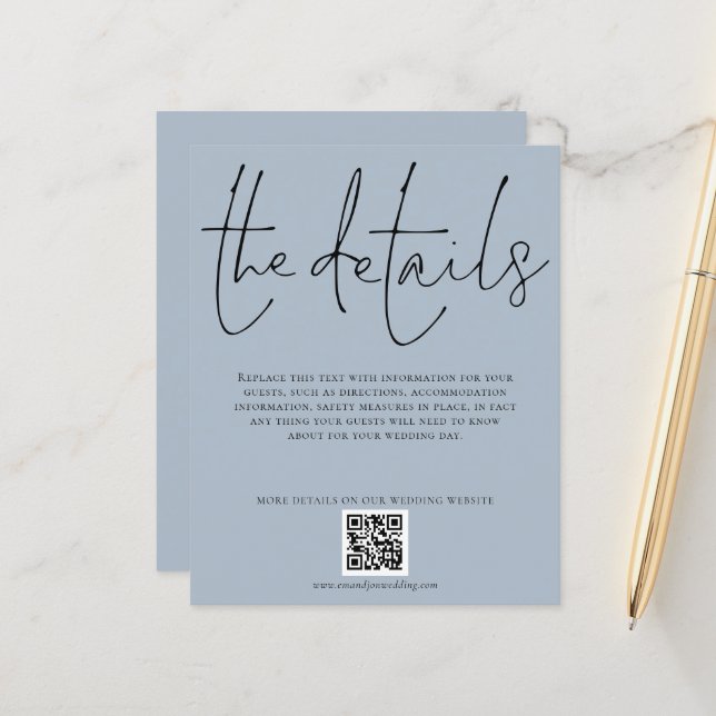 Lámina Boda de presupuesto Detalles de código QR Script B (Anverso/Reverso In Situ)