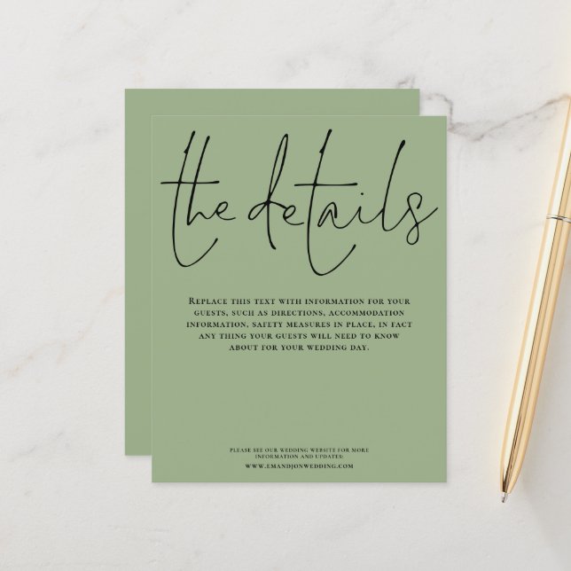 Lámina Boda de presupuesto Detalles del guión Alojamiento (Anverso/Reverso In Situ)