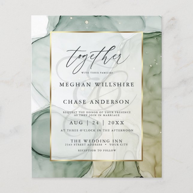 Lámina Boda de presupuesto Elegant Pale Sage Abstract Tin (Anverso)