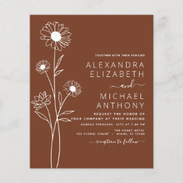 Lámina Boda de presupuesto Floral Botánica Minimalista