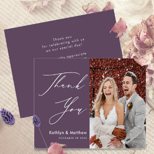 Lámina Boda de presupuesto Foto Gracias Mauve Purple Card
