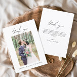 Lámina Boda de presupuesto Foto Minimalista Gracias Carta<br><div class="desc">Boda de presupuesto Gracias Tarjetas que tienen una foto en el frente y en la parte de atrás. Las tarjetas de agradecimiento contienen una moderna tipografía de escritura cursiva con letras a mano que son elegantes, simples y modernas para usar después de la minimalista celebración del día de la boda....</div>