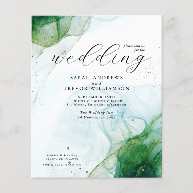 Lámina Boda de presupuesto Kelly Green Alcohol Ink (Anverso)