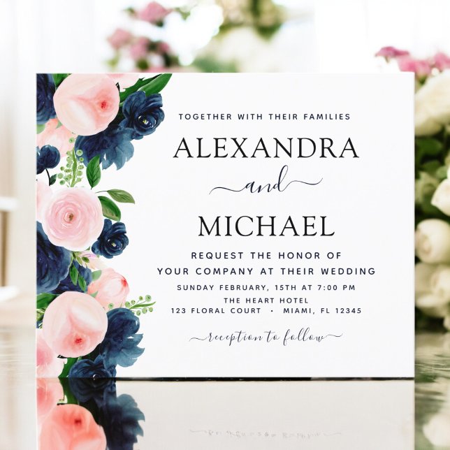 Lámina Boda de presupuesto Marina Azul Rubor Floral rosa (Subido por el creador)