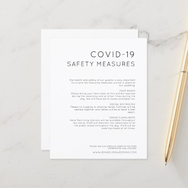 Lámina Boda de presupuesto Medidas de seguridad COVID Bla (Anverso/Reverso In Situ)