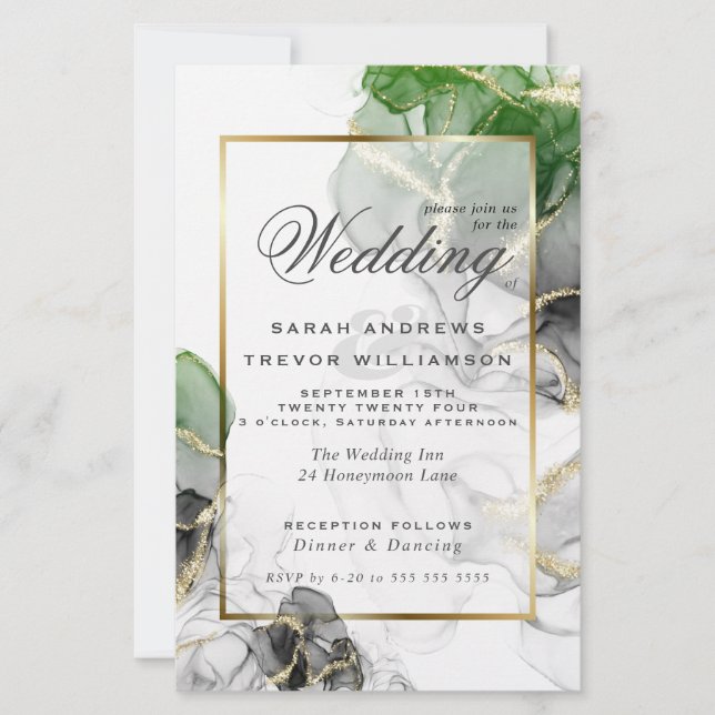 Lámina Boda de presupuesto oro verde esmeralda sólo (Anverso)