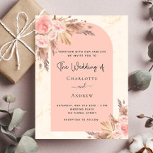 Boda de presupuesto pampas invitación de boho de c