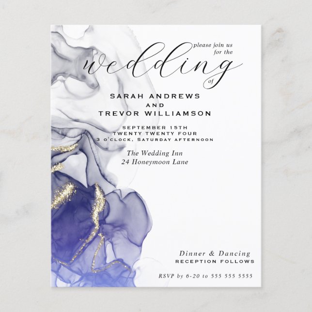 Lámina Boda de presupuesto Pluma agitada Tinta alcohólica (Anverso)