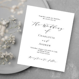 Lámina Boda de presupuesto QR RSVP clásico de blanco negr