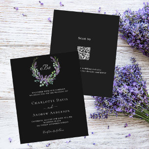 Lámina Boda de presupuesto QR RSVP con flores de lavanda 