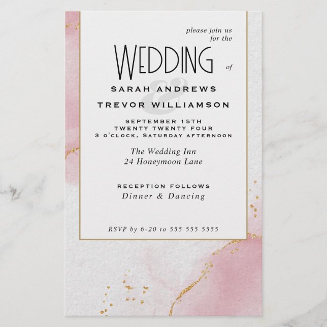 Lámina Boda de presupuesto Resumen Cielos rosados (Anverso)