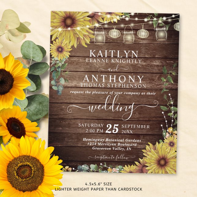 Lámina Boda de presupuesto Rústica Madera Girasol Ilumina (Subido por el creador)