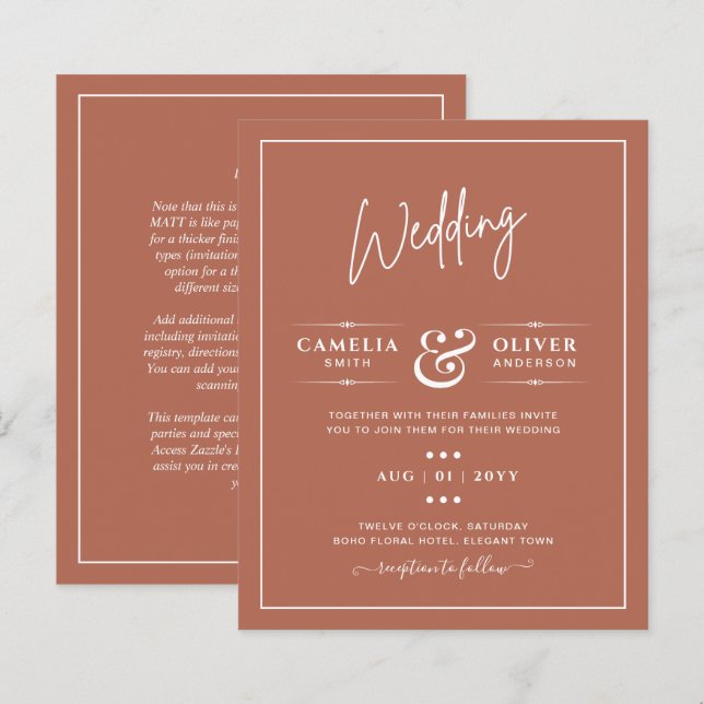 Lámina BODA DE PRESUPUESTO Terracotta Monocromo (Anverso / Reverso)