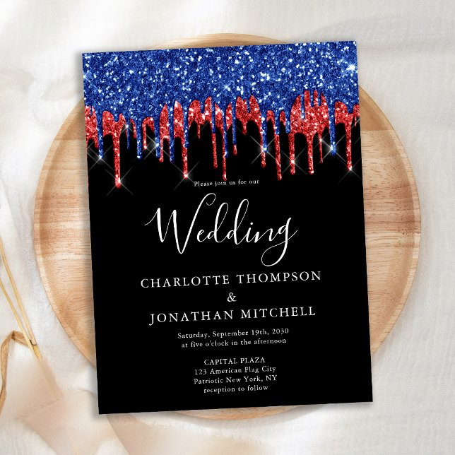 Lámina Boda de Purpurina azul rojo negro elegante de pres (Subido por el creador)
