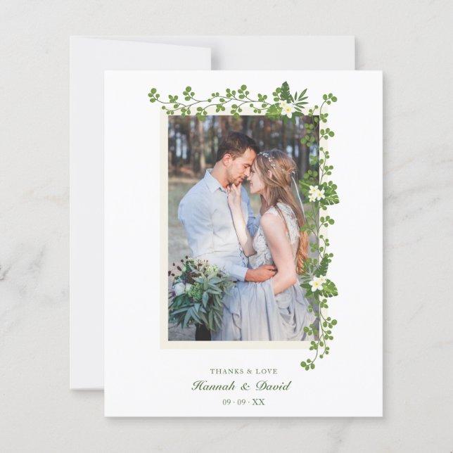 Lámina Boda de ramas tropicales y flores blancas (Anverso)